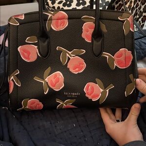 Kate Spade Black Bag with Pink Floral Design
